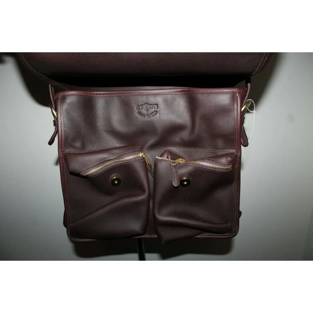 ASTON Orwell‎ Mailman Leather Espresso Brown Messenger Laptop Bag MSRP $385